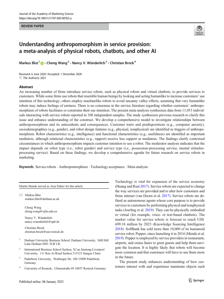 The Impact of Anthropomorphism on Customer Loyalty